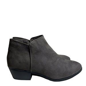 Style & Co Womens Gray Suede Charcoal Zip Ankle Fashion Boots Booties Size 7W 8W